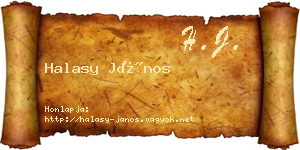 Halasy János névjegykártya